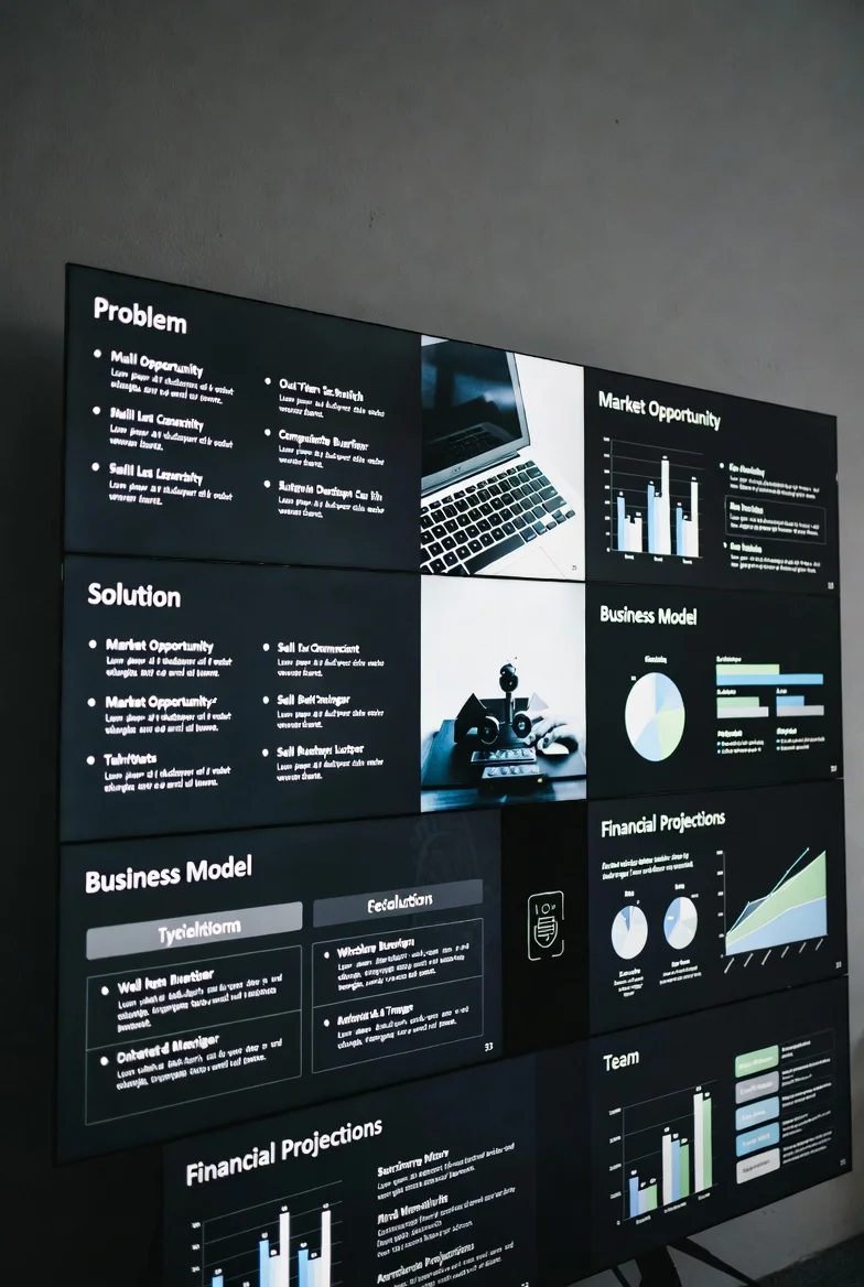 Example of a strong AI-generated investor pitch deck with clear narrative, professional design, and clean financial slides